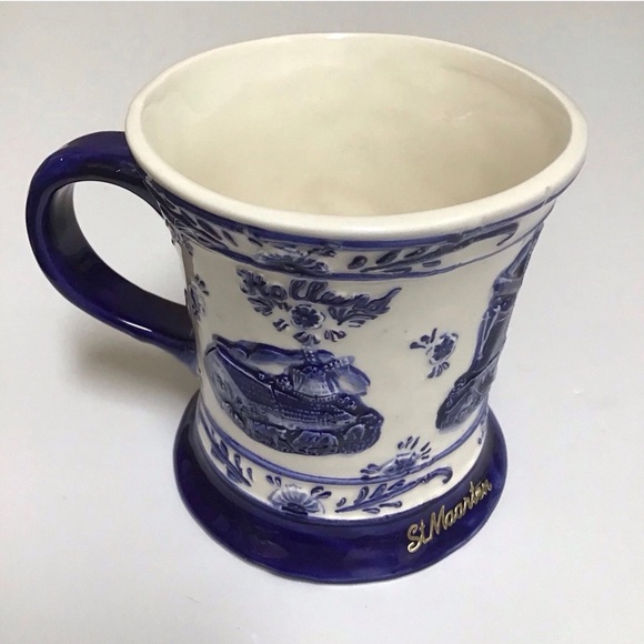 Delft Blue Holland Coffee Mug Handmade Tea Cup St. Maarten Windmill Vintage 4” - Picture 3 of 15
